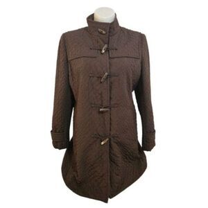 Talbots Vintage Quilted Jacket Women XL Brown Zip Front Pockets Warm Fall Winter